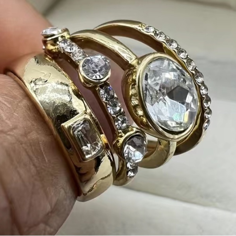 - 18k Gold Plated Stack Rings Size 7 - Picture 4 of 5